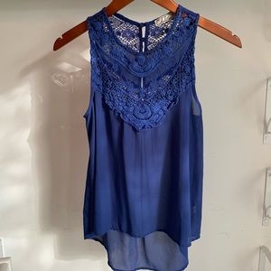 Blue Sleeveless Dressy Top (Hi-Lo)